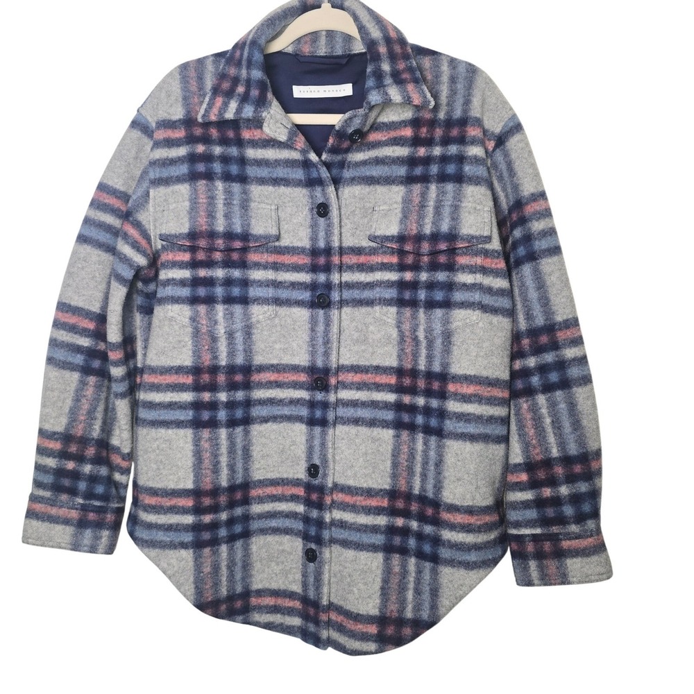 Susana Monaco Plaid Shacket Oversized Button Down Shirt Jacket Women's
